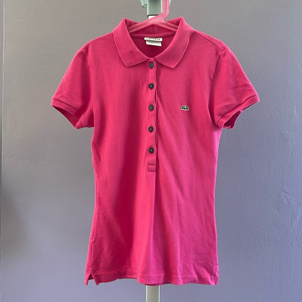 Lacoste pink women’s polo size 34 XS XXS